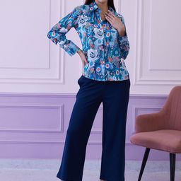 Athena Blue Printed Shirt With Trousers-image-95