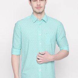 Basics Men Green Slim Fit Printed Casual Shirt-image-103