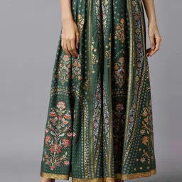AURELIA Women Green Printed Maxi Length Flared Skirt-picture-24