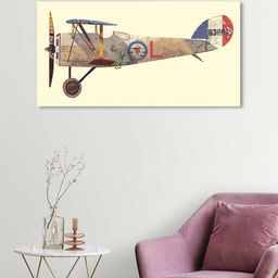 Art Street Cream & Beige Antique Biplane Canvas Painting Wall Art-image-91