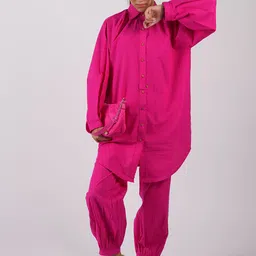 Vanshitaa Shirt Collar Pure Cotton Co-Ords Set-image-6