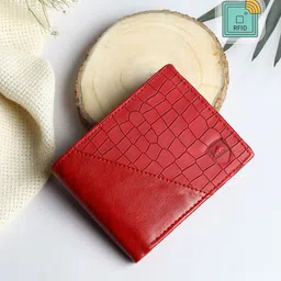 SAMTROH Men Red Geometric Textured PU Two Fold Wallet-53