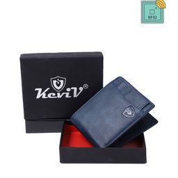 Keviv Men Blue & Beige Leather Two Fold Wallet-image-44