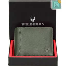 WildHorn Men Green Solid RFID Leather Two Fold Wallet-51