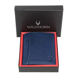 WildHorn Men Blue Solid RFID Protected Leather Two Fold Wallet-image-53