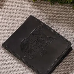 Sassora Men Animal Printed Embellished Leather Two Fold Wallet-17