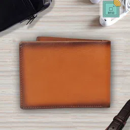 LOUIS STITCH Men Tan Textured Leather Two Fold Wallet-image-15