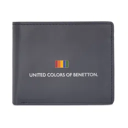 United Colors of Benetton Men Brand Logo Printed Leather Two Fold Wallet-picture-2