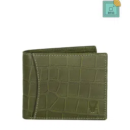WildHorn Men Green Textured Two Fold Wallet-20