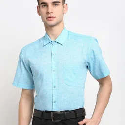 JAINISH Men Turquoise Blue Classic Slim Fit Formal Shirt-image-81