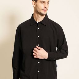 The Roadster Lifestyle Co. Black Oversized Pure-Cotton Casual Shirt-image-10