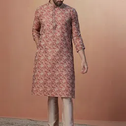 Manyavar Men Printed Kurta with Pyjamas-image-58