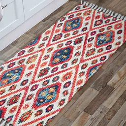 HOMADORN Red & Blue Geometric Printed Anti-Skid Rectangular Floor Mats-10