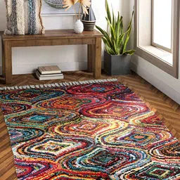 HOMADORN Red & Blue Ethnic Motifs Printed Anti Skid Floor Mat-8