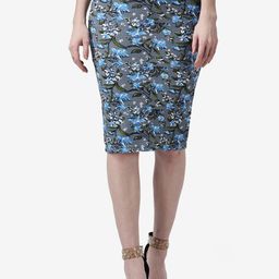 Popwings Women Grey  Floral Printed Pencil Skirt-image-61