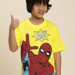 Kids Ville Boys Spiderman Printed Pure Cotton Relaxed Fit T-Shirt-image-46