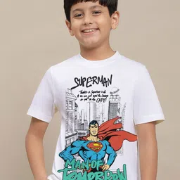 Kids Ville Boys Superman Printed Pure Cotton T-Shirt-picture-46