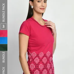 IndiWeaves Pack of 3 Printed Cotton T-Shirt-image-95