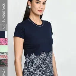 IndiWeaves Pack of 3 Printed Cotton T-Shirt-image-99