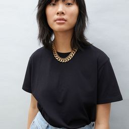 HM Women Black Solid Cotton Pure Cotton T-shirt-13