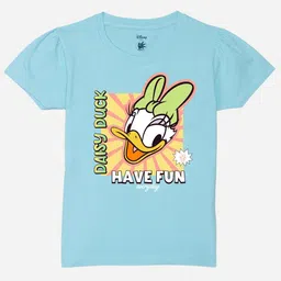 YK Disney Girls Daisy Duck Printed Round Neck Puff Sleeves Pure Cotton Regular T-shirt-image-26