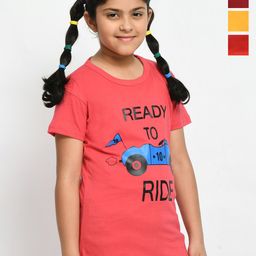 BAESD Girls Pack Of 4 Graphic Printed Cotton T-shirt-image-58