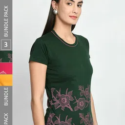 IndiWeaves Pack Of 3 Printed Cotton T-shirt-image-75