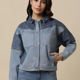 Allen Solly Woman Spread Collar Denim Jacket-35