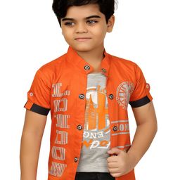 BAESD Boys Typography Printed Mandarin Collar Tailored Jacket With Attached T-shirt-picture-33