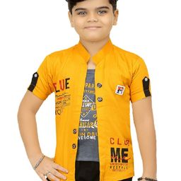 BAESD Boys Typography Printed Lightweight Open Front Jacket With Attached T-Shirt-6