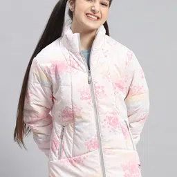 Monte Carlo Girls Floral Printed Mock Collar Lightweight Padded Jacket-image-52
