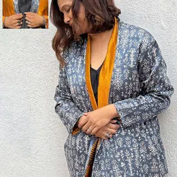Chidiyaa Women Shawl Collar Floral Printed Casual Reversible Tailored Jacket-15