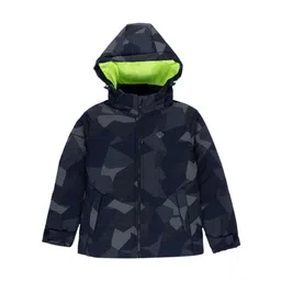 Status Quo Boys Olive Green Navy Blue Camouflage Padded Jacket-image-96