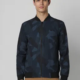 Peter England Casuals Geometric Printed Stand Collar Bomber Jacket-picture-29