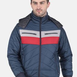 Monte Carlo Men Navy Blue Colourblocked Hooded Bomber Jacket-83