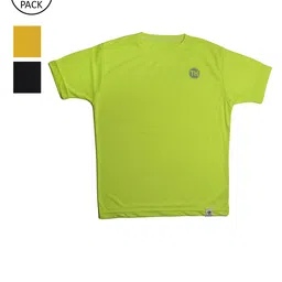 TINY HUG Boys Black & Green 3 Dri-FIT Applique Slim Fit Outdoor T-shirt-image-47