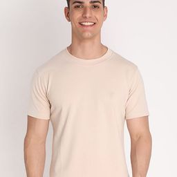 CHKOKKO Men Beige Solid Cotton T-shirt-image-77