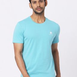 MERCHANT MARINE Men Turquoise Blue Pure Cotton Regular Fit T-shirt-image-92