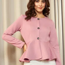 KASSUALLY Peplum Detail Collarless Open Front Jacket-14