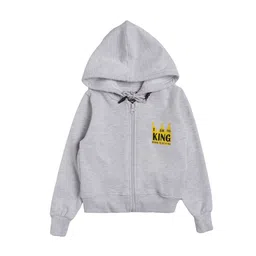 DYCA Boys Grey Yellow Printed Fleece Lightweight Hooded Bomber Jacket-picture-4