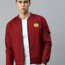 VOXATI Stand Collar Regular Bomber Jacket-16