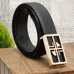 LOUIS STITCH Men Black Leather Formal Belt-image-57