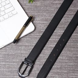 LOUIS STITCH Men Black Textured Leather Formal Belt-image-99