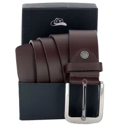 Leather World Men Brown Genuine Leather Formal Belt-image-48