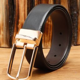 LOUIS STITCH Men Black Textured Leather Formal Belt-image-72