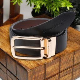 LOUIS STITCH Men Black & Brown Textured Leather Formal Belt-image-96