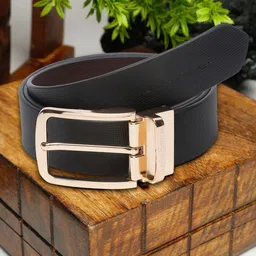 LOUIS STITCH Men Black Leather Formal Belt-image-83