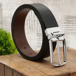 LOUIS STITCH Men Black Textured Leather Reversible Formal Belt-image-83