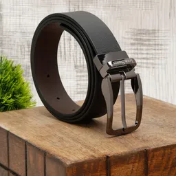 LOUIS STITCH Men Black Leather Formal Belt-image-81