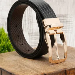 LOUIS STITCH Men Black Textured Leather Reversible Formal Belt-image-71